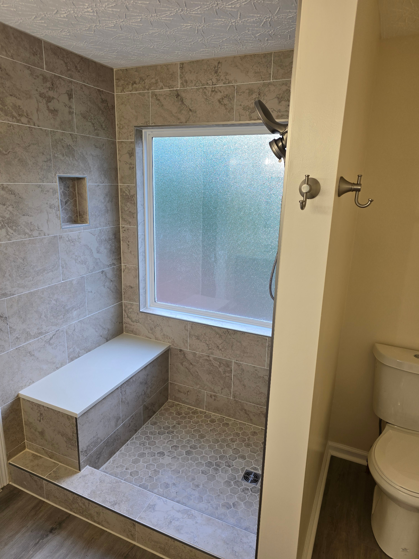 Master bath tub-to-shower conversion — after