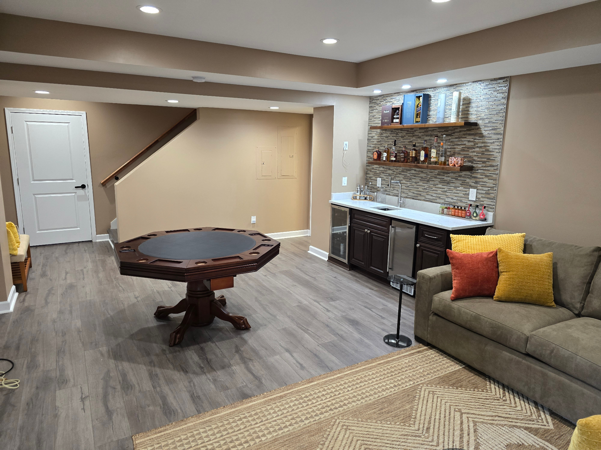 Full Basement Finish — Theater, Bar & Bath